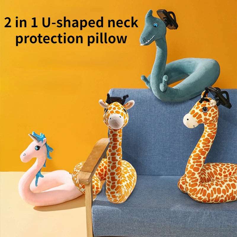 2 In 1 U - shaped Pillow 360 ° Mobile Phone Stand Animal Memory Foam Neck Pillow Travel Home Accessories Comfortable Pillows - Masterpiece With Love