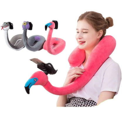 2 In 1 U - shaped Pillow 360 ° Mobile Phone Stand Animal Memory Foam Neck Pillow Travel Home Accessories Comfortable Pillows - Masterpiece With Love