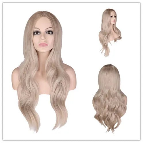 23" Natural Full Wigs Hair Long Wavy Synthetic Heat Resistant Ombre Silver Wig for Women and Girls Cosplay Party Costume - Masterpiece With Love