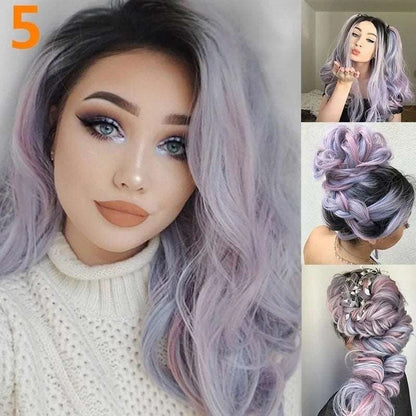 23" Natural Full Wigs Hair Long Wavy Synthetic Heat Resistant Ombre Silver Wig for Women and Girls Cosplay Party Costume - Masterpiece With Love