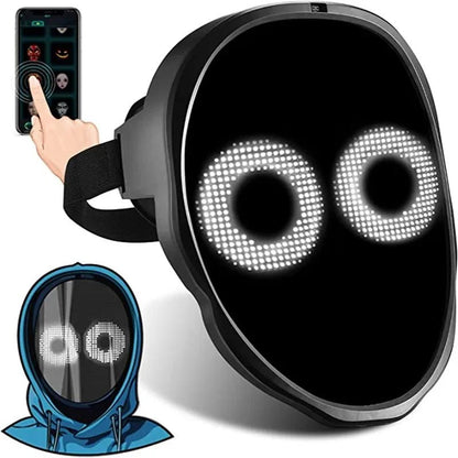 Bluetooth RGB Light Up LED Mask Diy Picture Animation Text Halloween Christmas Carnival Costume Party Game Child Masks Deco GIFT - Masterpiece With Love