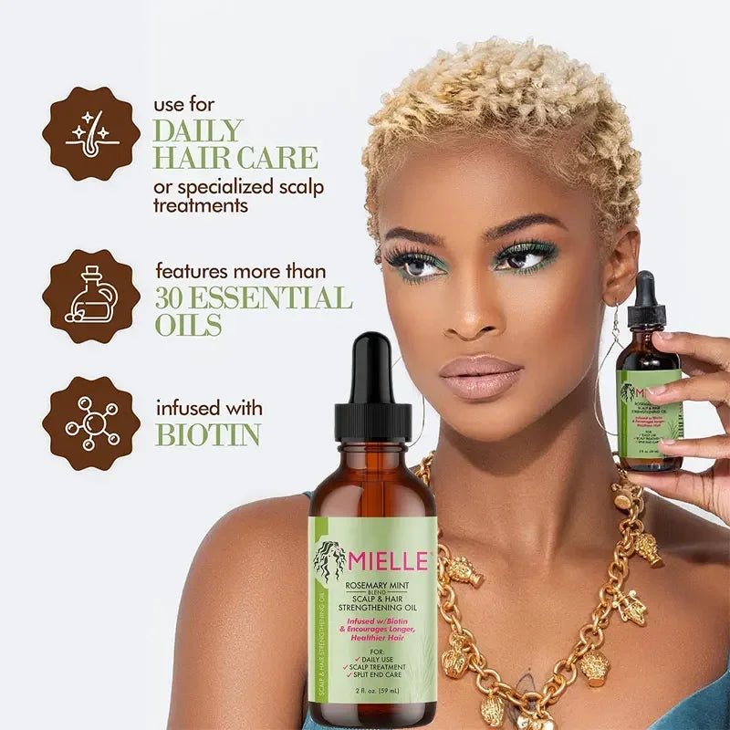 Mielle Organics Rosemary Mint Scalp & Hair Strengthening Oil For All Hair Types, 2 Ounce Moisturizing Repair Enhanced Hair - Masterpiece With Love